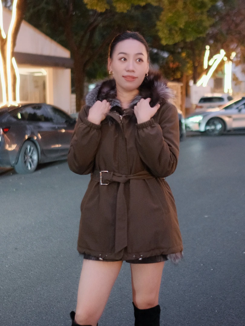 大满家狐狸毛双面穿派克服冬款外套（2色）WS2555C