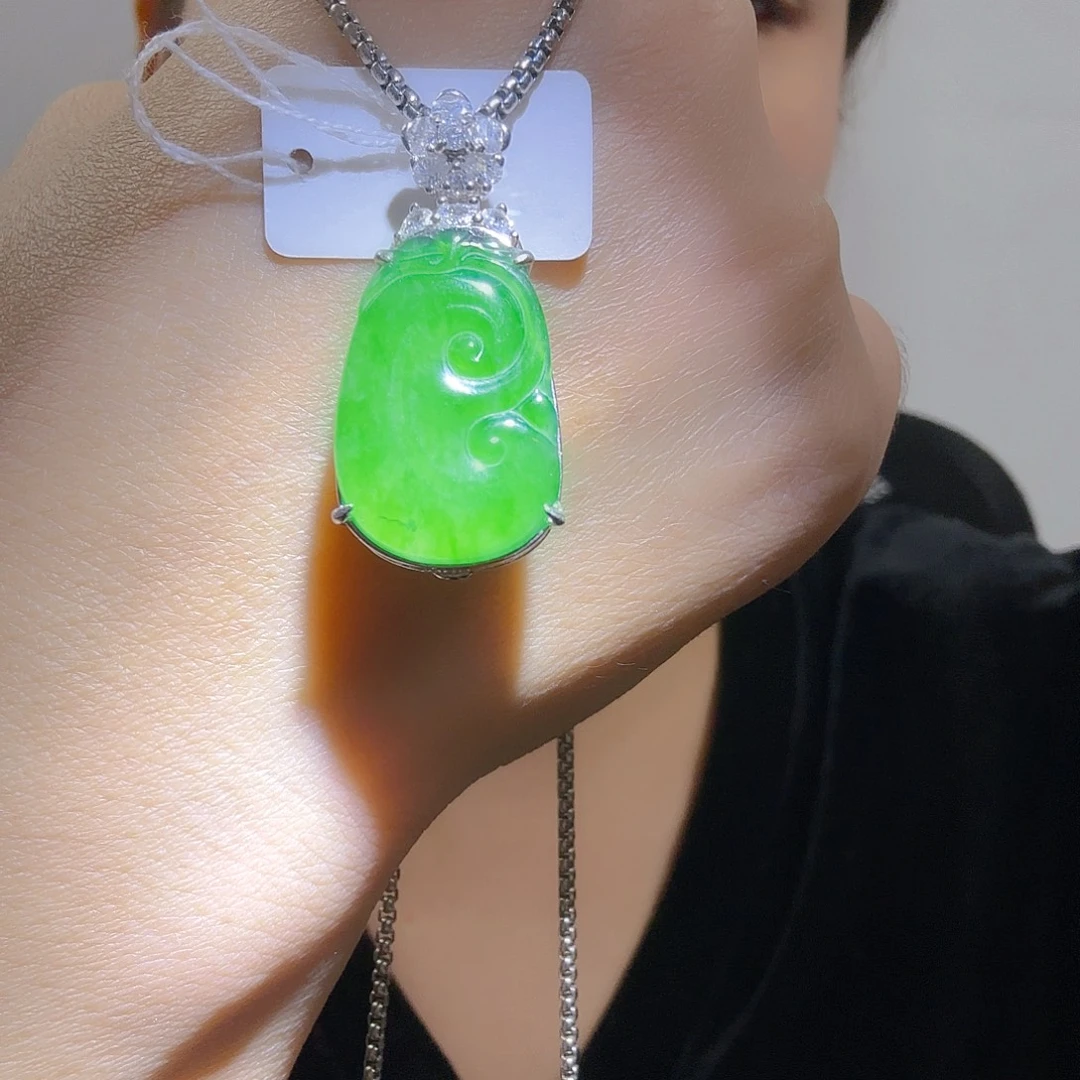 翡翠银S925镶嵌吊坠(不含链)