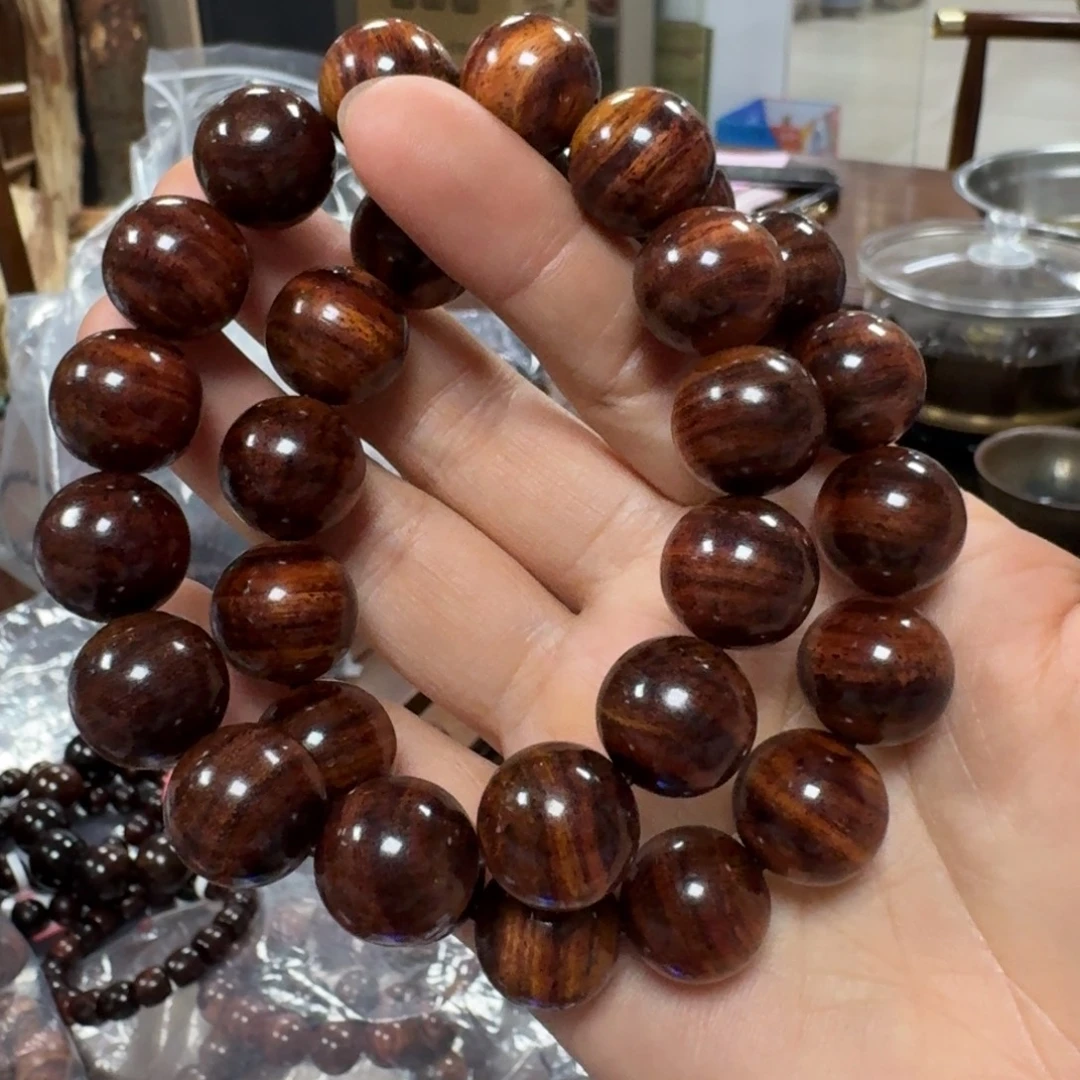 青***水黄花梨/降香黄檀手串/手链1.5高油高密火口山料海黄手串