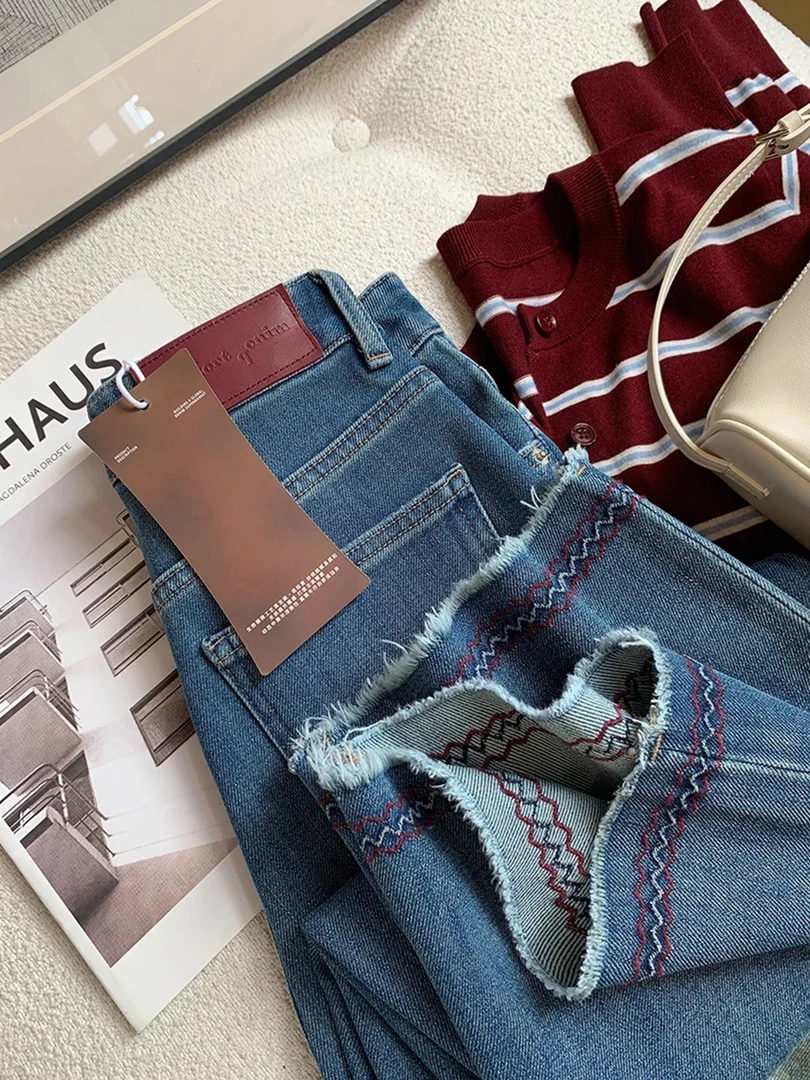 巨好看瘦腿裤~早秋小个子九分微弹直筒裤梨形身材百搭女牛仔裤