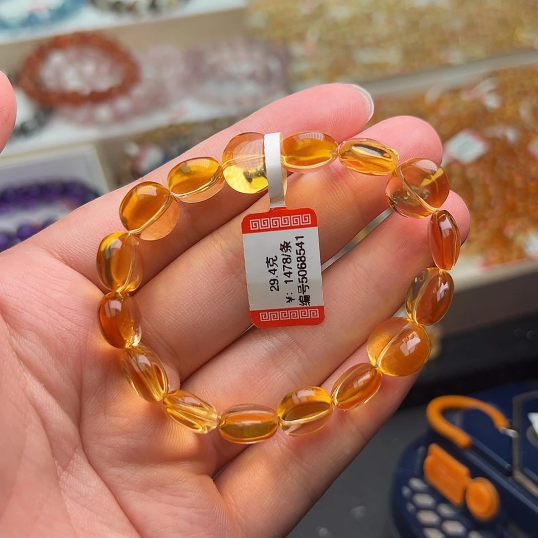 黄晶手链未镶嵌安*金红暴力黄随形