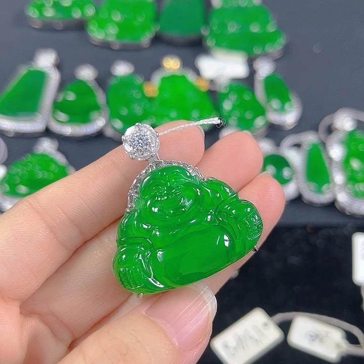 翡翠银S925镶嵌吊坠(不含链)