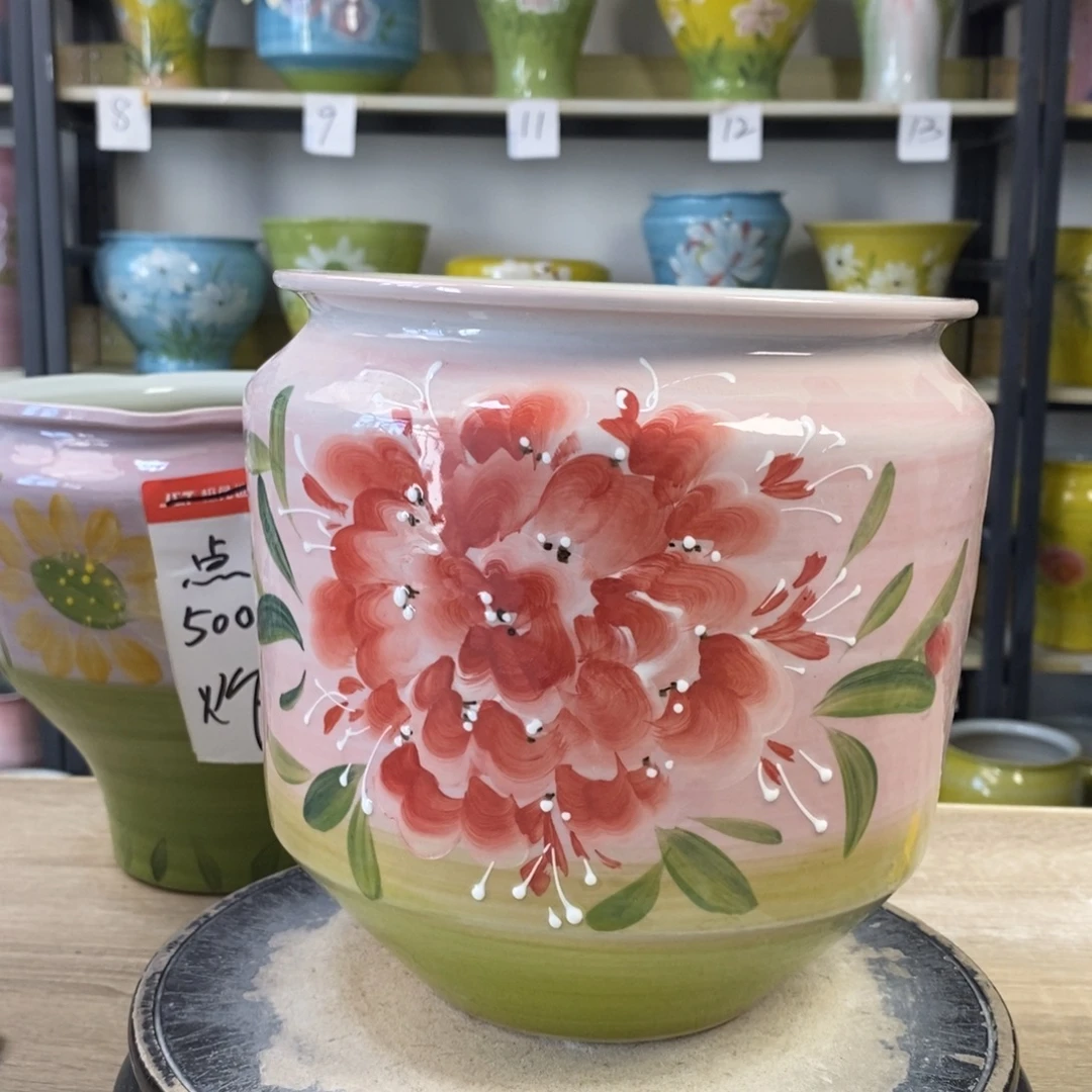 景德镇手工手绘陶瓷花盆