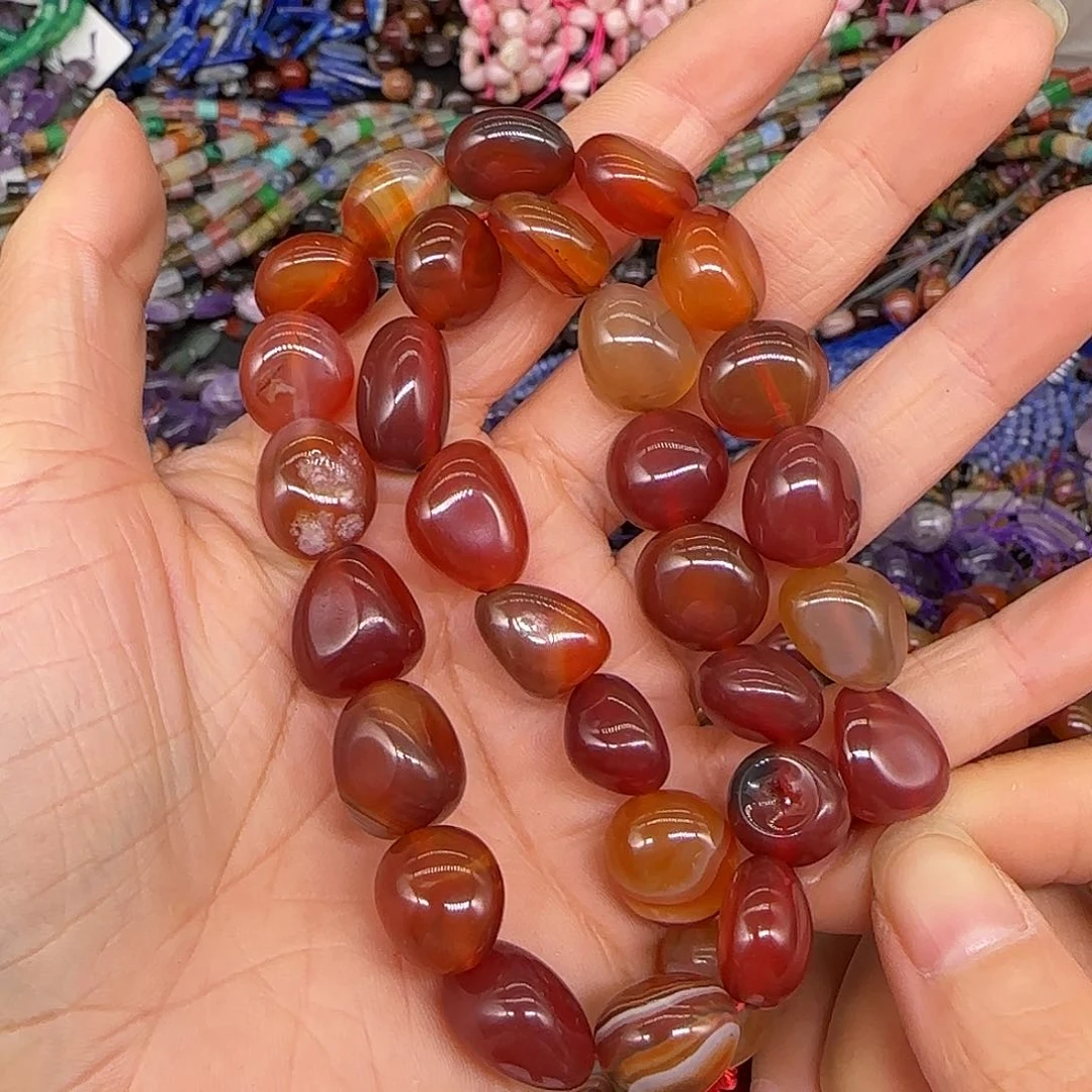 玛瑙/玉髓合金珠宝半成品盐源玛瑙圆不定10-12mm一条