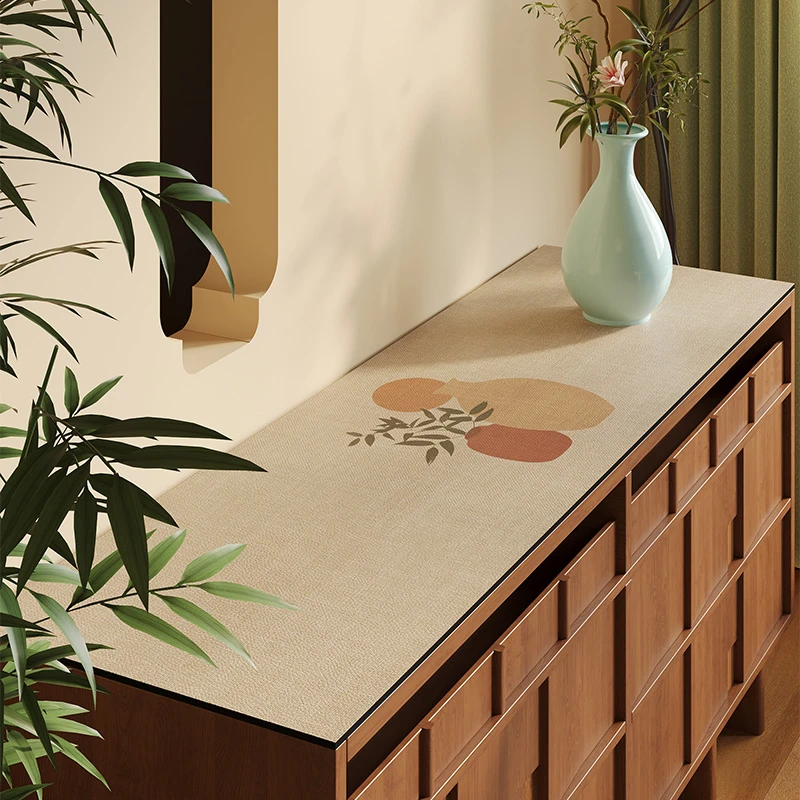 中古风顶奢餐边柜垫玄关边柜皮革防水桌垫鞋柜电视柜台面保护垫子