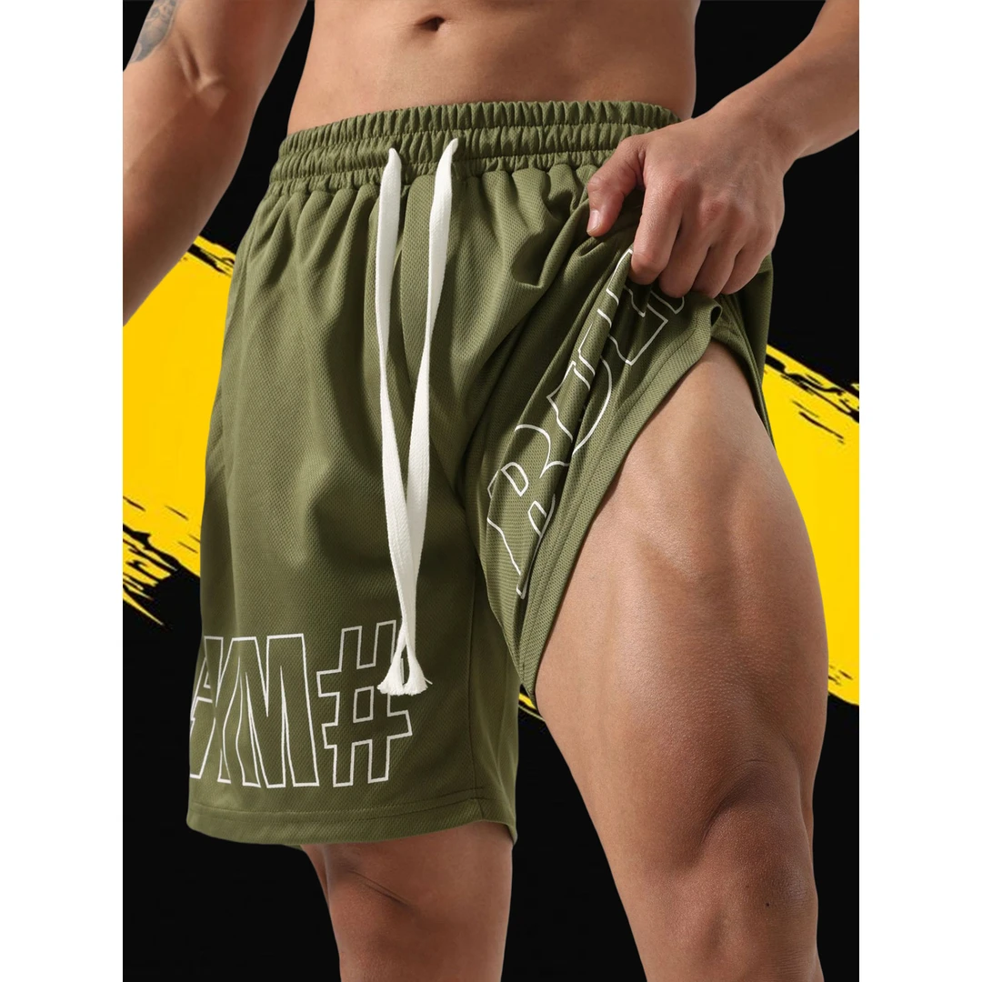 美式训练短裤男夏季宽松潮牌字母休闲运动裤速干不过膝篮球五分裤