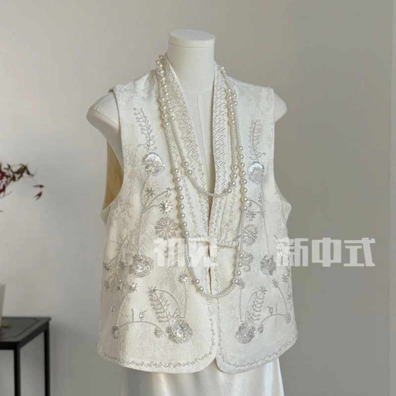 【店铺】2025重工新中式国风亮片钉珠刺绣马甲背心春季新款高级