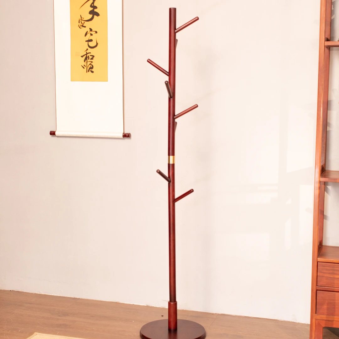 新中式高178cm原木衣帽架立式客厅家用木质本色简约衣服架落地