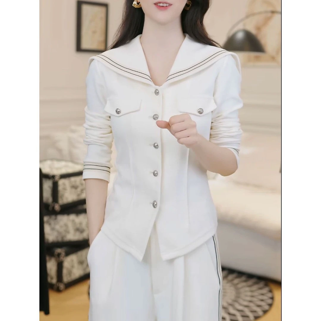 秋季新款显瘦洋气优雅两件套大码时尚气质韩版上衣收腰阔腿裤套装