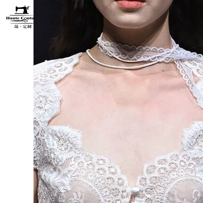 非金属仿珍珠项链 【小仙女走秀颈链】时装周走秀款百搭蕾丝颈链ins