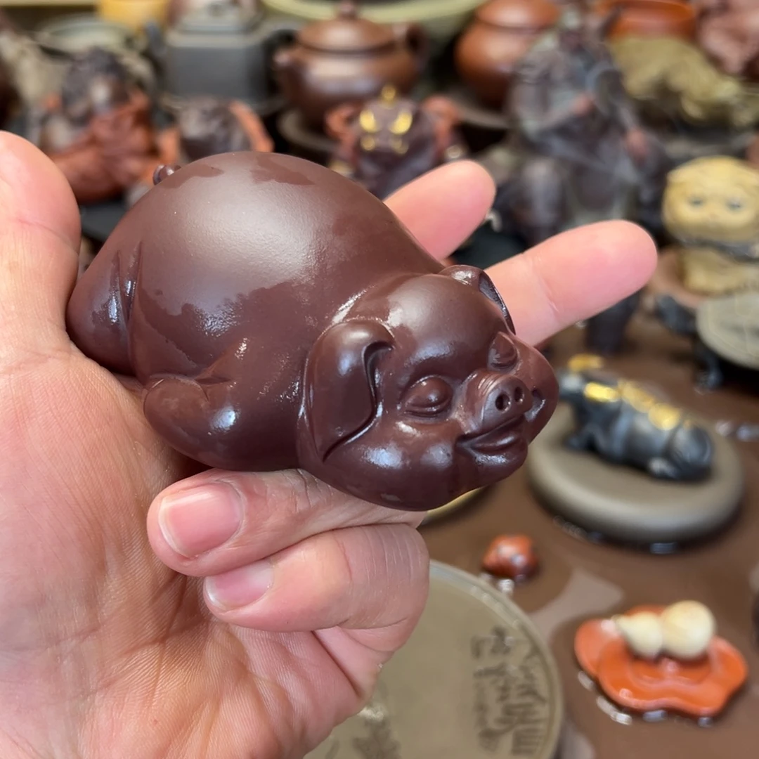 紫砂茶宠紫砂福猪 微瑕