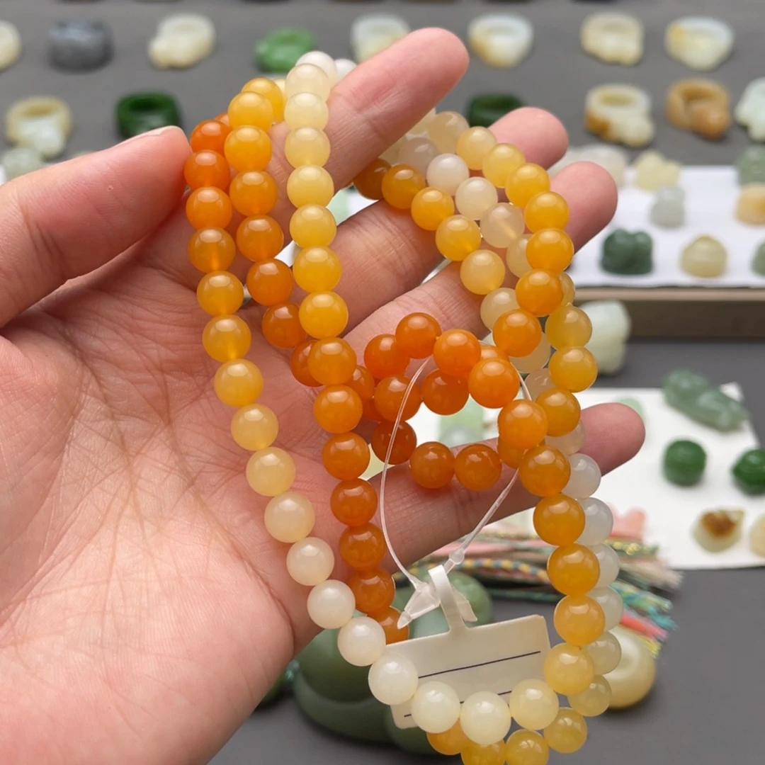 石英质玉（黄龙玉）手链合金?****n