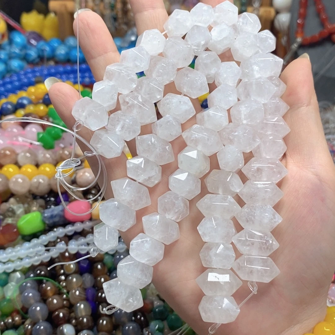 玛瑙/玉髓未镶嵌珠宝半成品白水晶双尖20颗