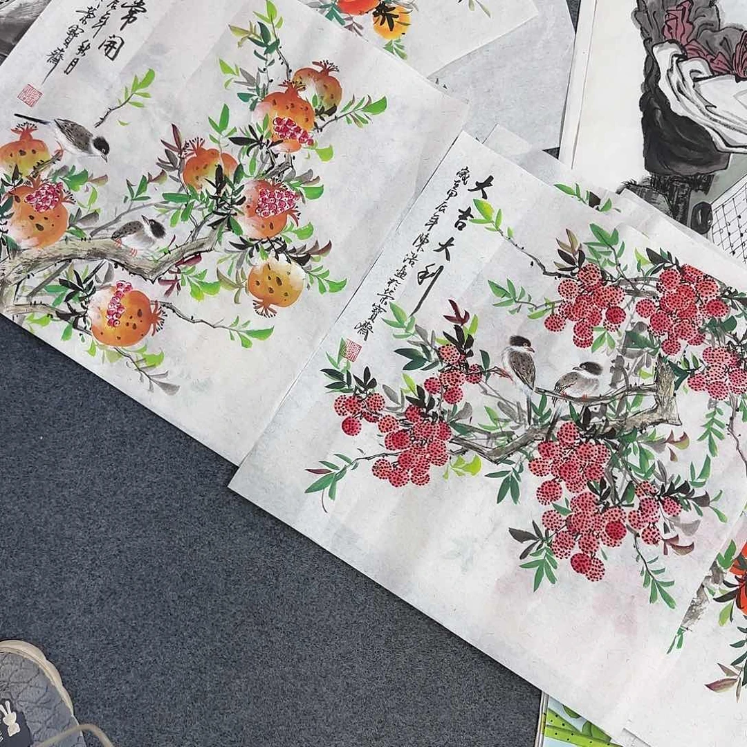 国画招**猫尺寸50x50纯手绘作品