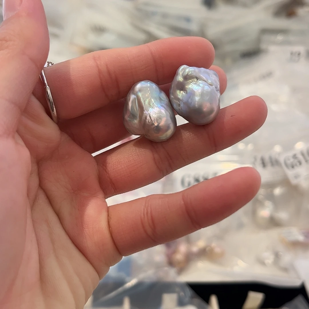 淡水珍珠耳饰银S925镶嵌