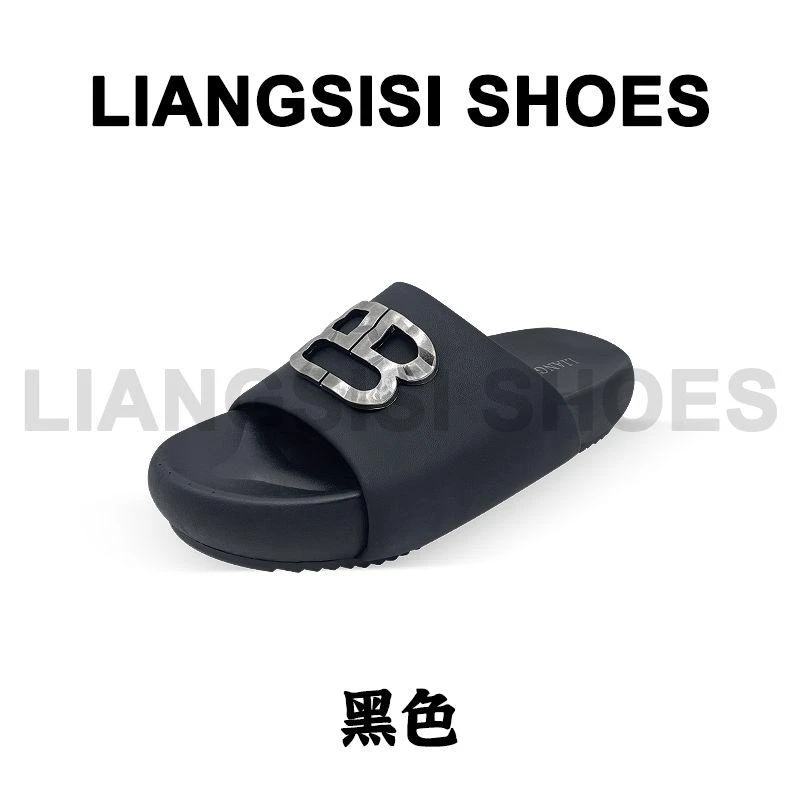 P梁思思SHOES【巴之黎】高级经典百搭厚底字母休闲半拖-HT159