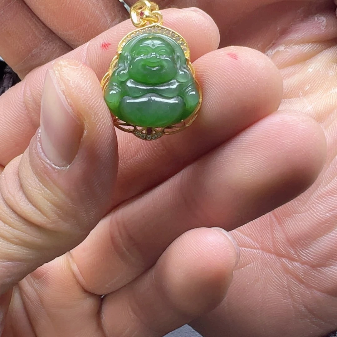 和田玉颈饰银S925镶嵌多样性拍一发一碧玉佛公