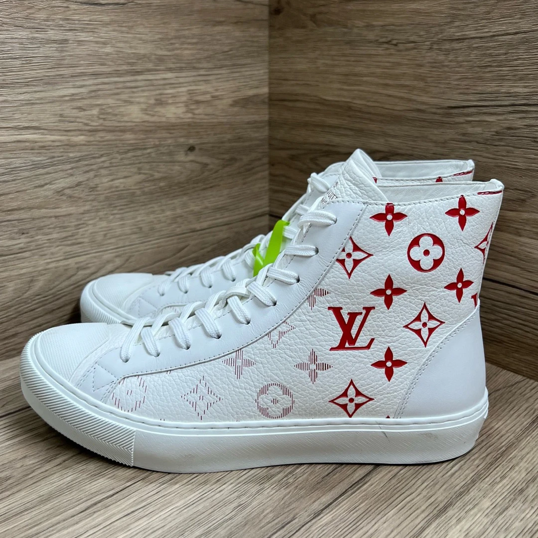 99新 LouisVuitton/路易威登 Tattoo Monogram 白红渐变板鞋
