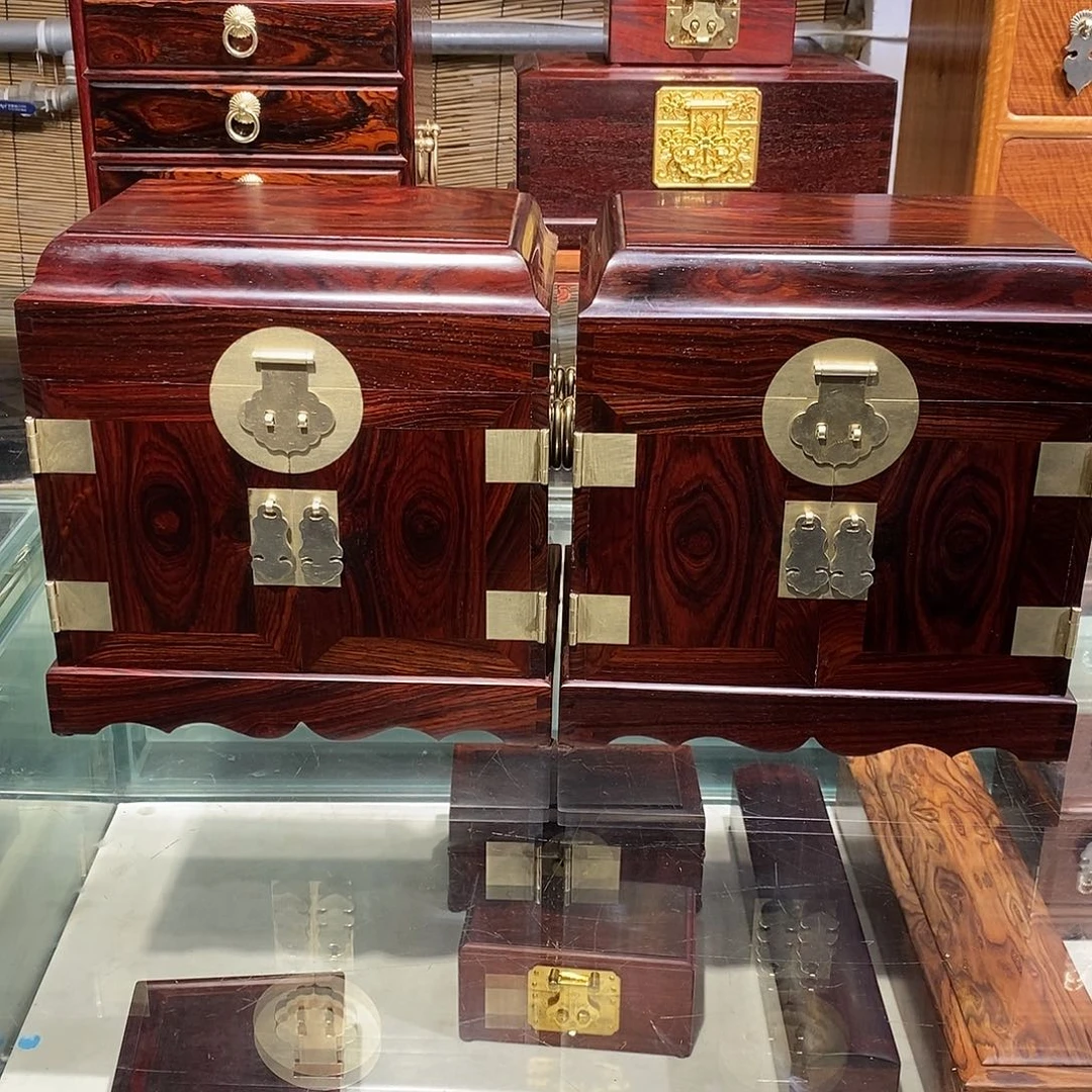 微凹黄檀（南美大红酸枝）独板官箱一对