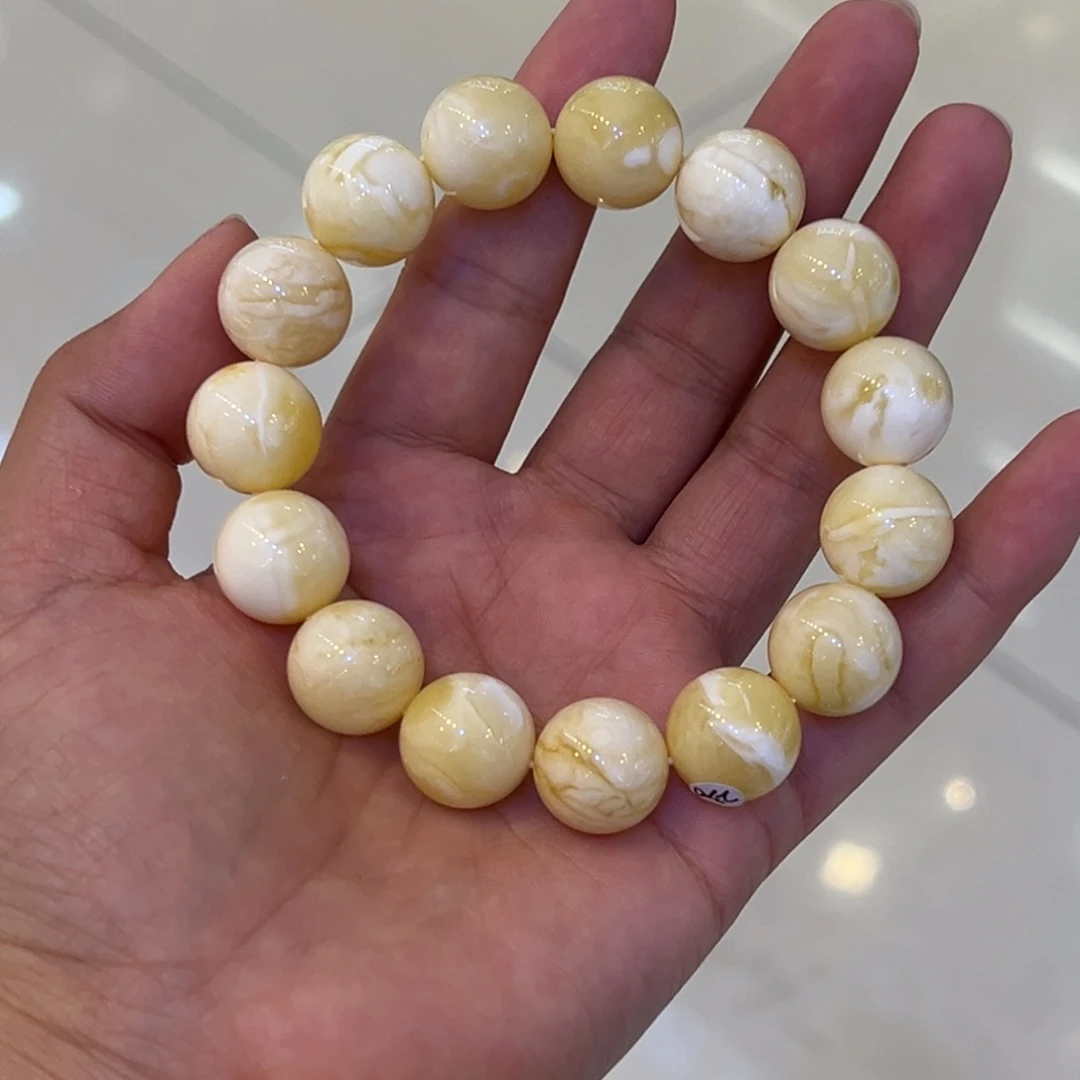 未镶嵌琥珀裸石14➕满蜡圆珠手串