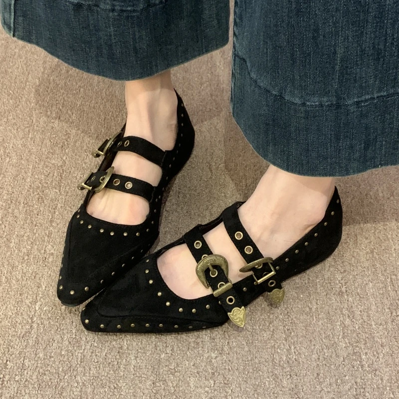 复古尖头浅口内增高单鞋女2025年新款设计感法式晚晚风玛丽珍鞋子