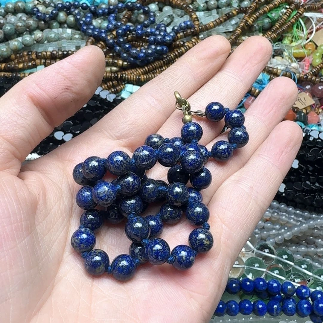 玛瑙/玉髓未镶嵌珠宝半成品一条8mm青金石项链