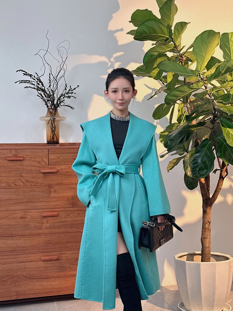 521绿【鹿】秋冬新款气质百搭网红设计师款新年羊毛大衣轻奢冬季