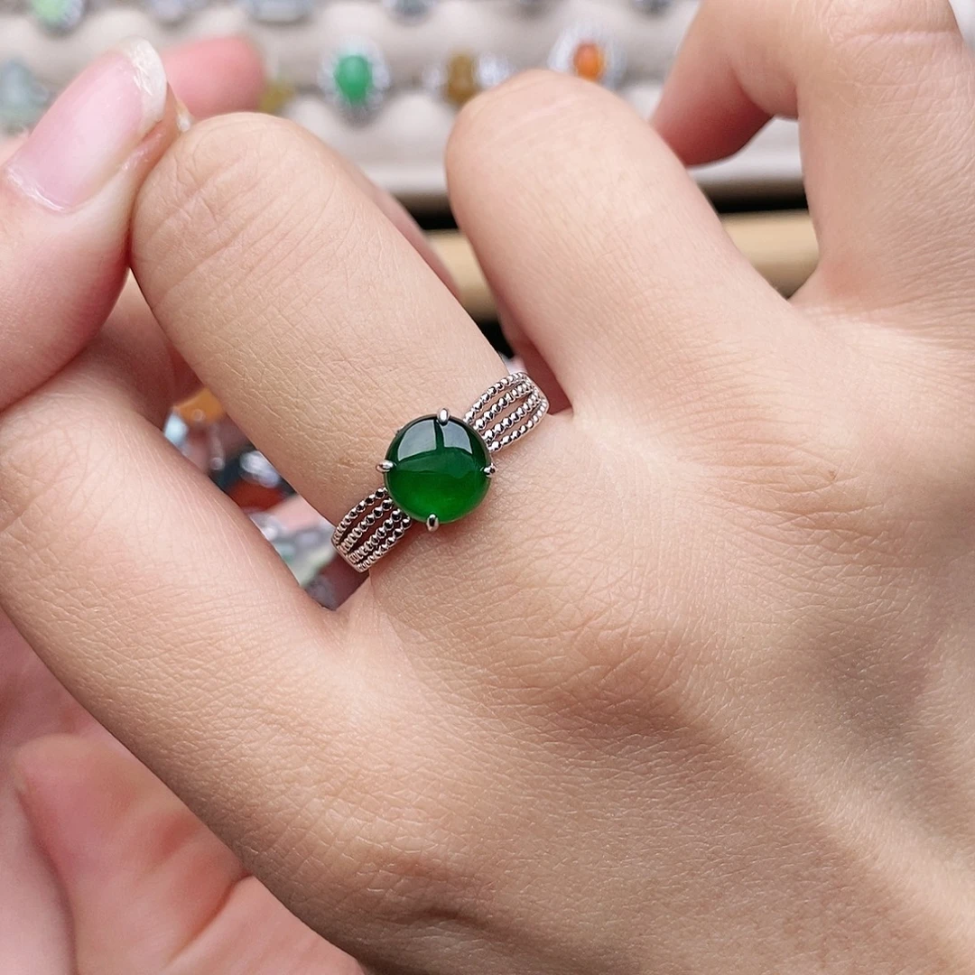 翡翠银S925镶嵌戒指
