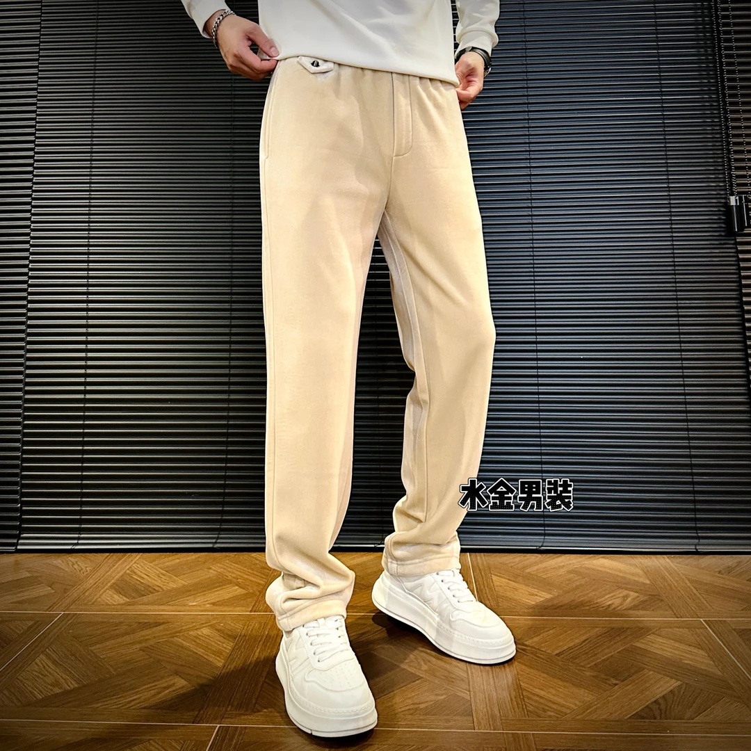 2025男装男士冬季潮流时尚百搭舒适加绒高端简约修身休闲裤 6755