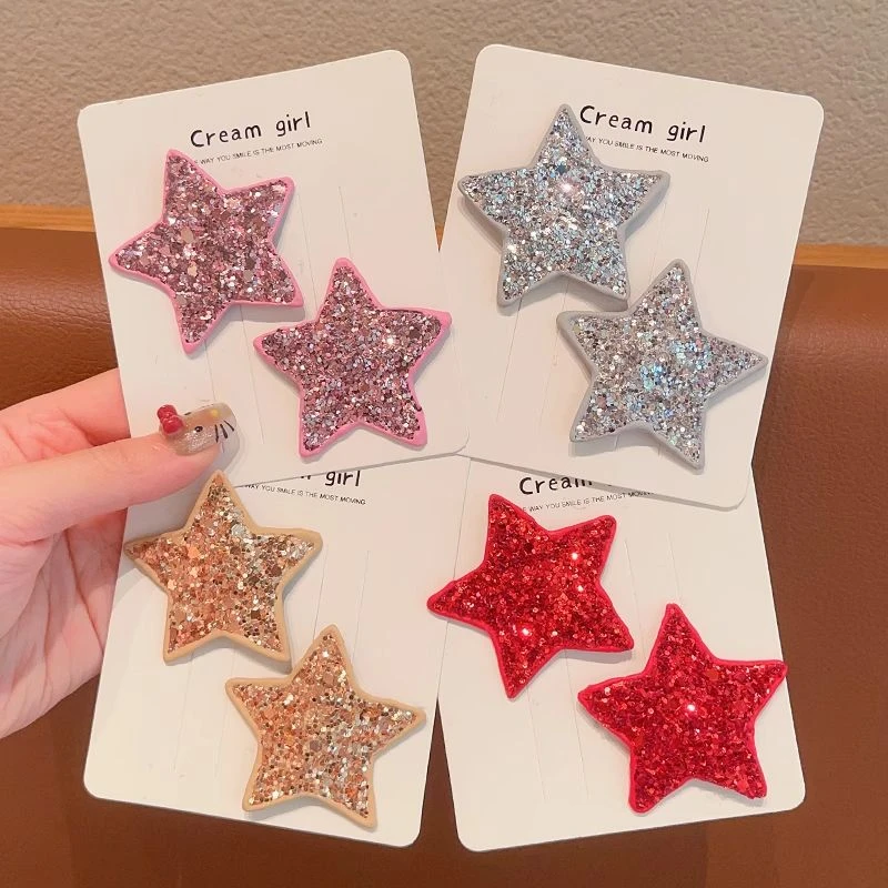 女童高颜值五角星发夹新款儿童刘海水钻发卡宝宝侧边头饰夹子