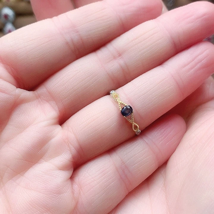 戒指蓝宝石银S925镶嵌