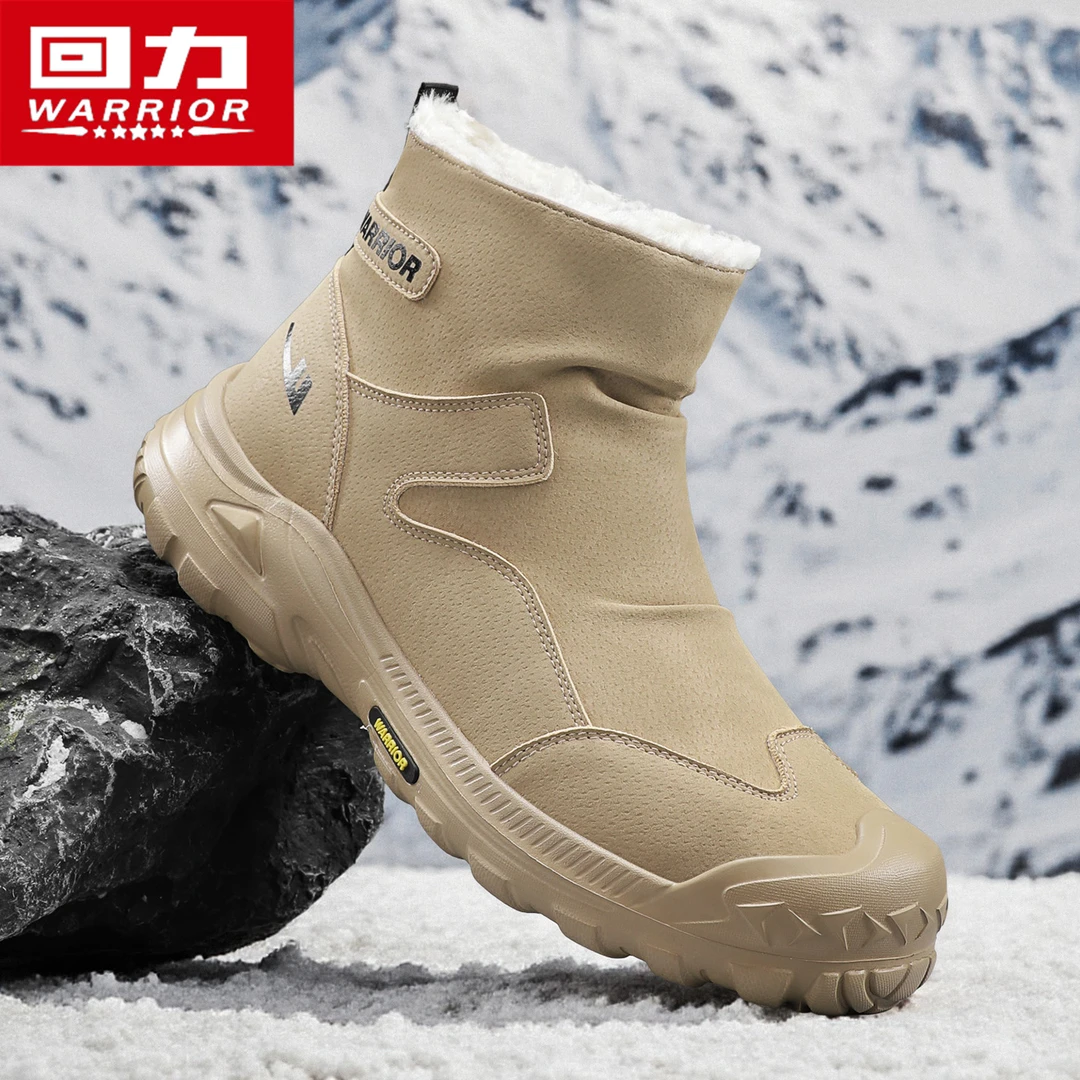 Warrior/回力2025年冬季时尚保暖雪地靴防滑加绒加厚马丁靴男鞋