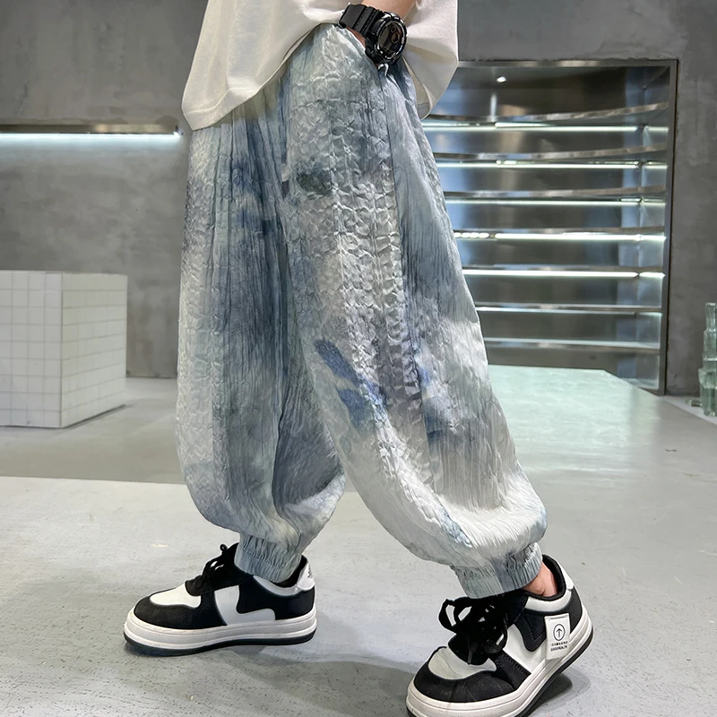 男童防蚊裤夏装2025新款宽松胖儿童灯笼裤轻薄速干中大童休闲裤潮