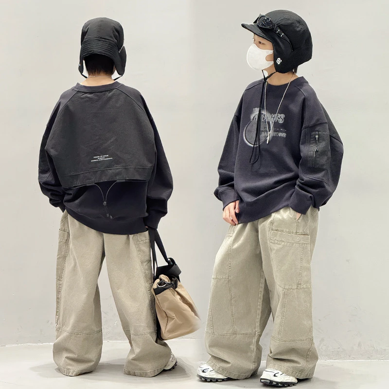 X25402男童卫衣儿童洋气秋装2025新款男孩中大童长袖T恤秋季上衣