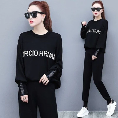 秋季新款大码女装胖mm韩版显瘦洋气减龄时尚两件套装女装外贸