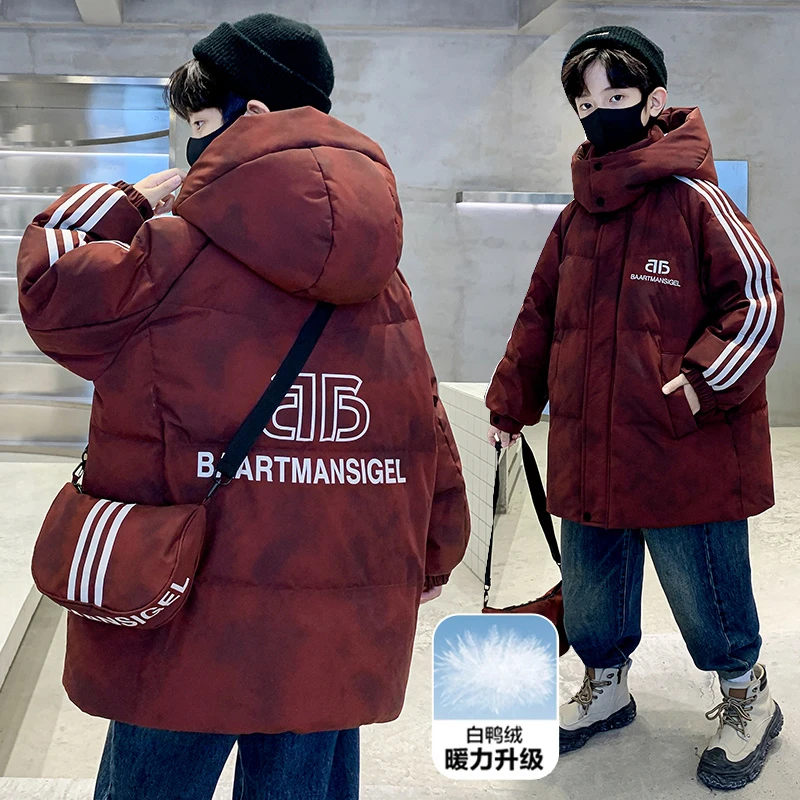 男童加厚羽绒服外套冬装6-12岁潮款儿童白鸭绒男孩洋气时髦中大童