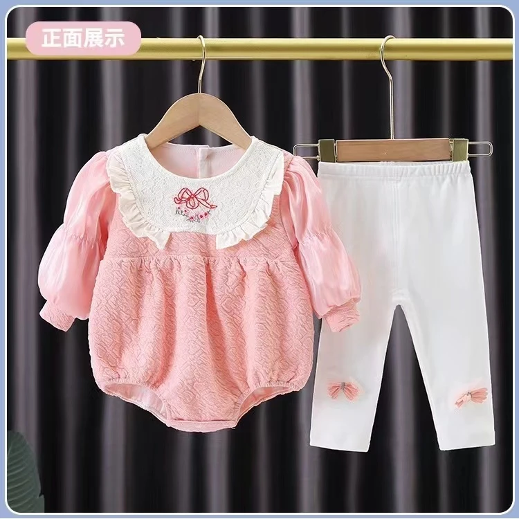 春秋款新生儿婴幼儿衣服长袖包屁衣连体衣春秋公主洋气女宝宝爬服