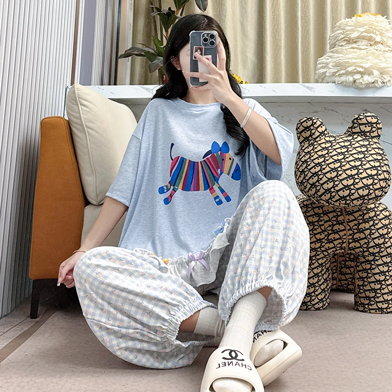 卡通2025年春季新款休闲亲肤圆领长袖宽松睡衣女家居服 TZ180