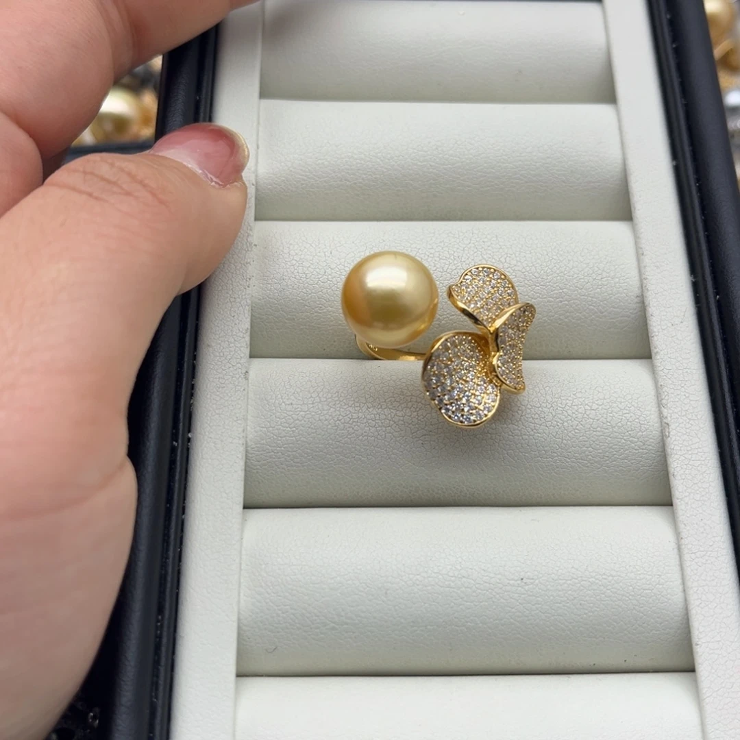 戒指海水珍珠银S925镶嵌