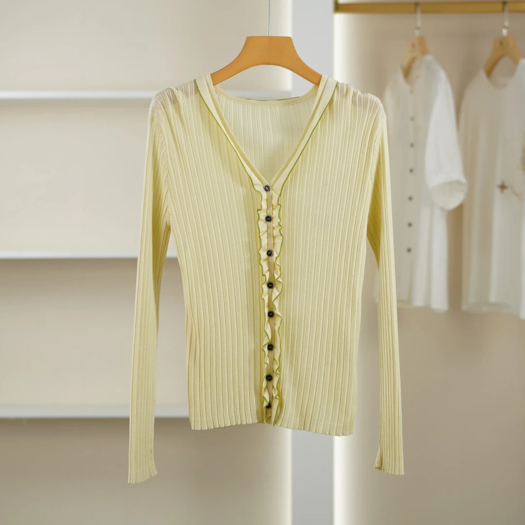 麦迪尚品【DS】5060286 春季简约薄款针织开衫品牌撤柜女装