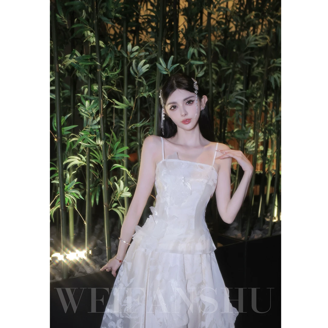 WEIFANSHU/魏凡舒【沁光白桃】春夏新款重工高级感气质桑蚕丝套装