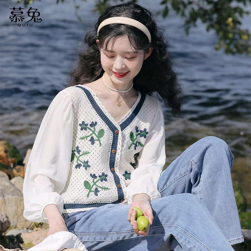 慕兔小香风防晒针织开衫女2025春季新款别致设计感小众薄款短外套