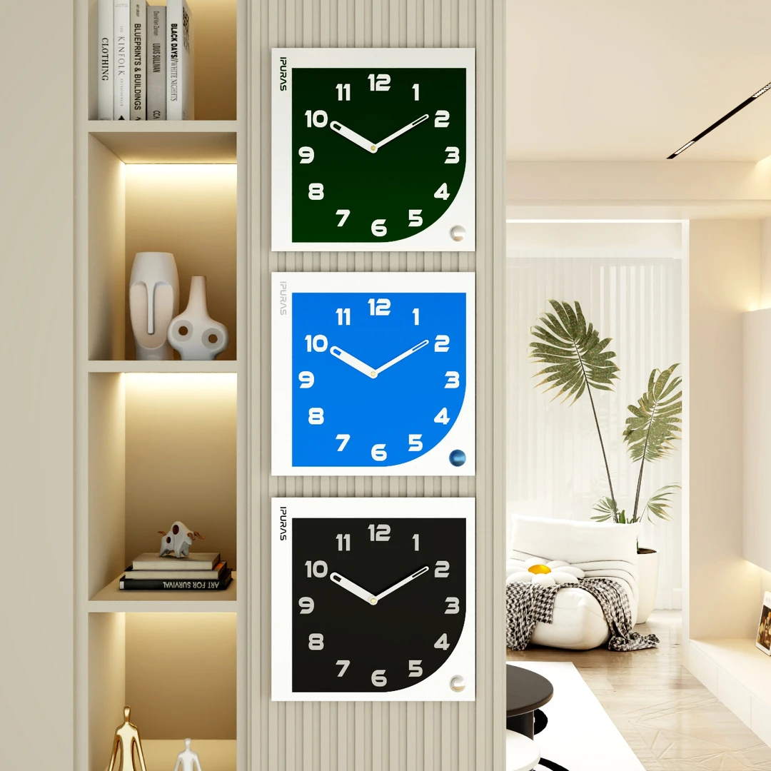 超静音4017立体极简创意多彩钟表客厅新款时钟挂墙家用挂钟简约钟