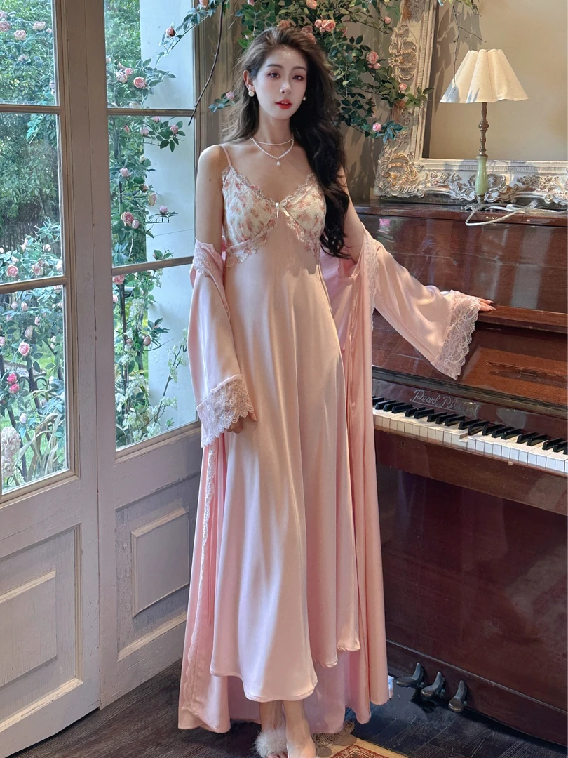 查理夫人【夏夜微风】春夏新款法式高级镂空女士性感奢华两件套睡裙