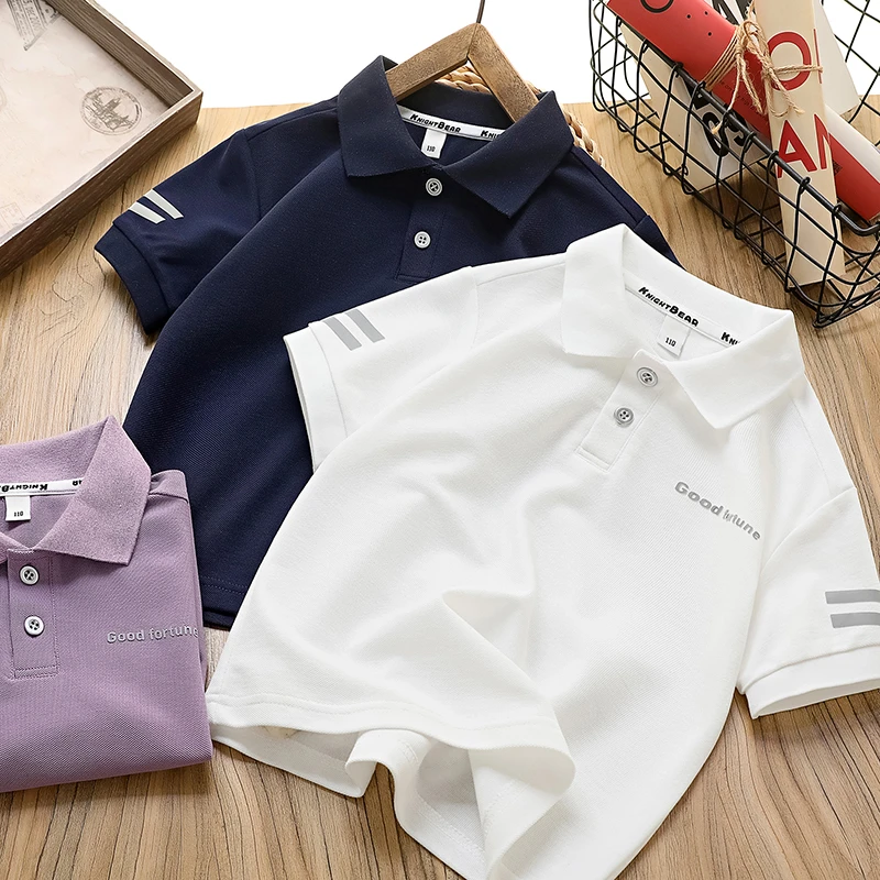 男童短袖T恤儿童polo衫薄款透气夏装2025新款中大童男孩半袖上衣