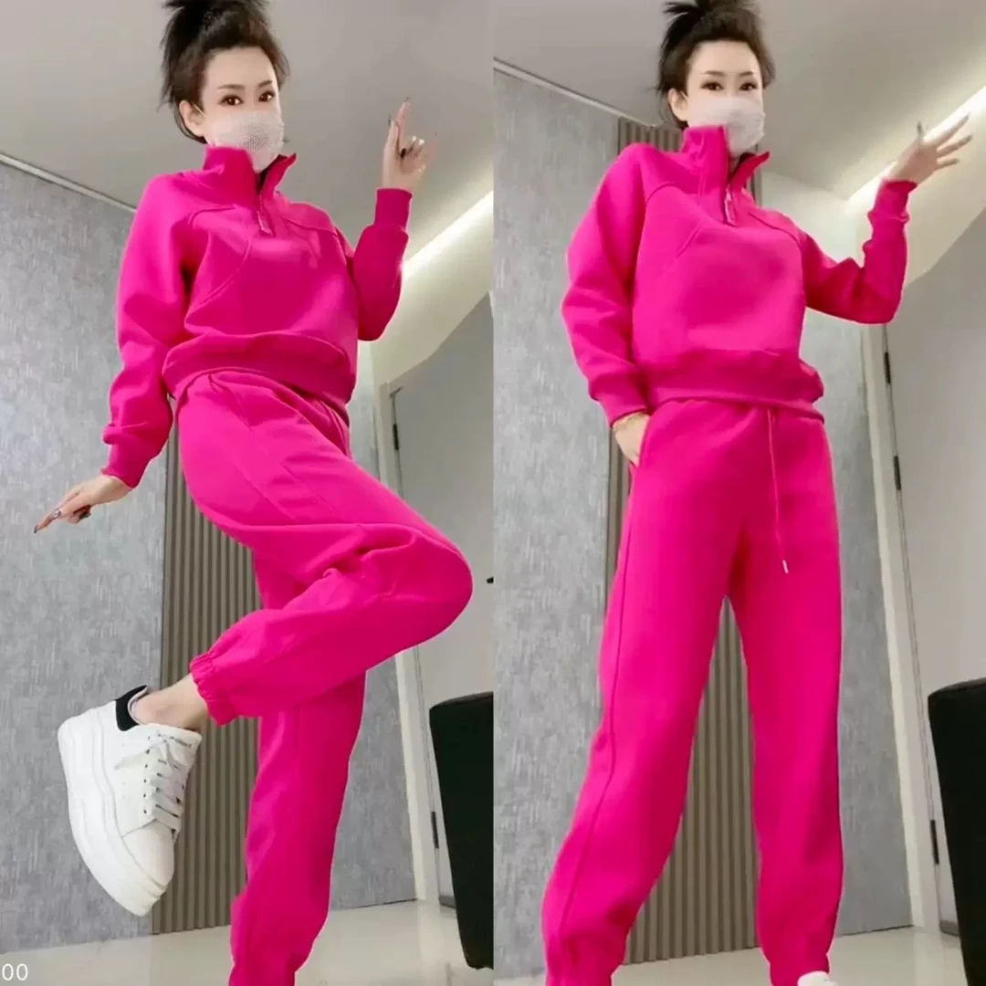 2025加绒秋冬新款网红爆款卫衣套装女长袖老钱风松弛感女装贵气潮