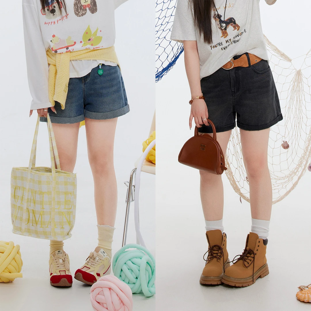 裂渡宣宣【加州海岸】微胖大码女夏气质百搭显瘦牛仔短裤ZY506V04