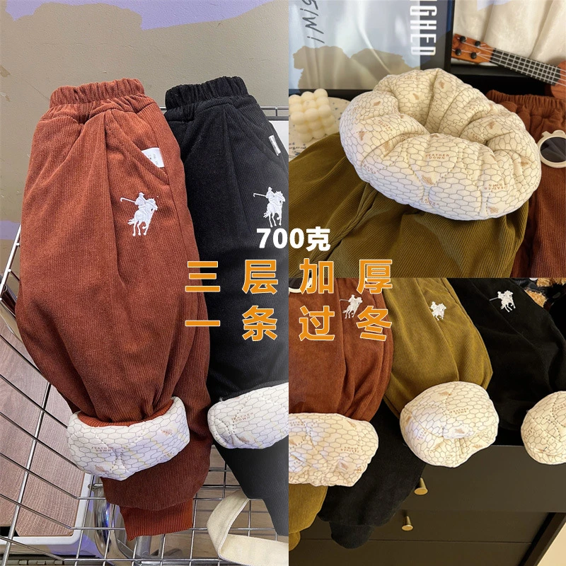 新款朵美巴拉巴拉宝宝秋冬儿童宝宝加厚温变休闲裤中小童卫裤棉裤