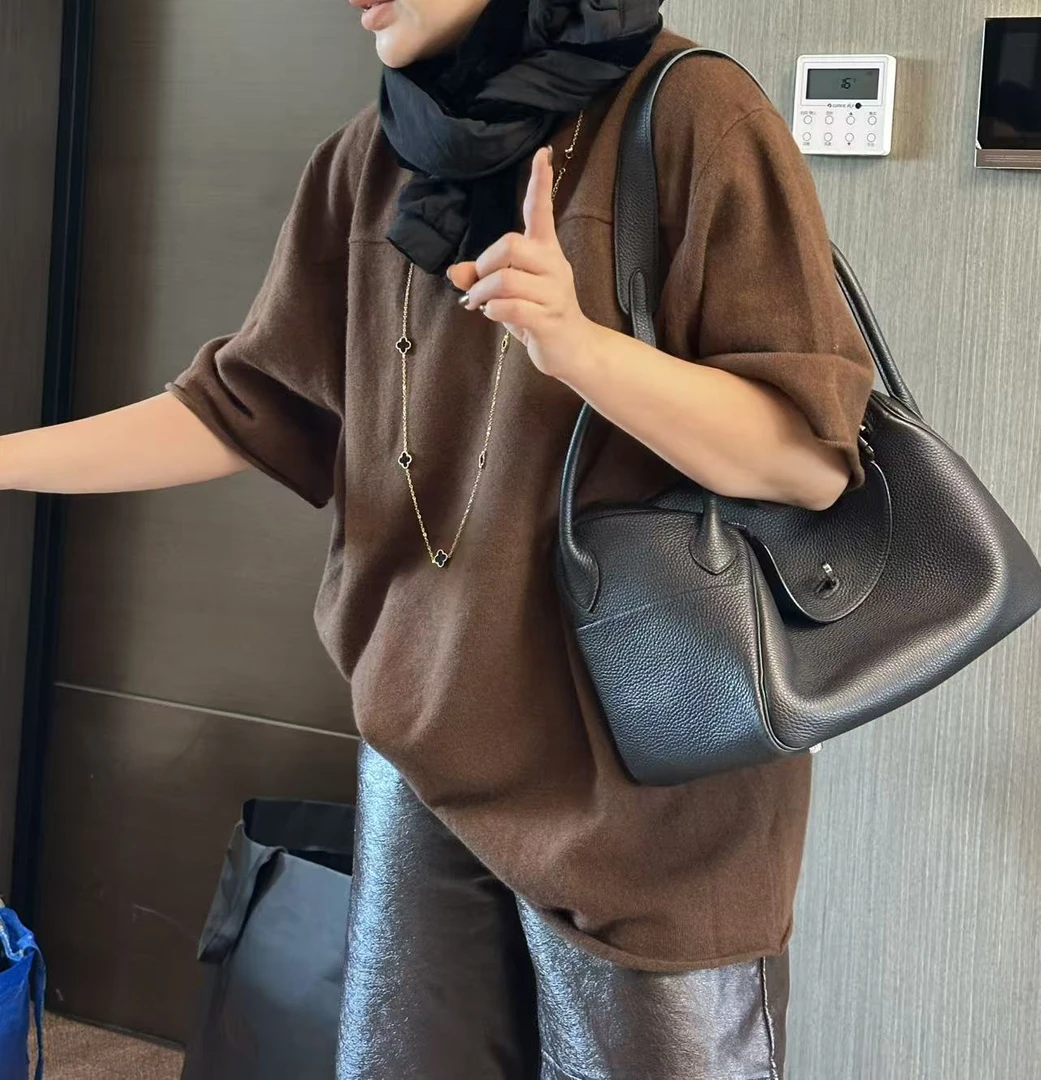 【BM】咖啡豆针织小卷边半袖