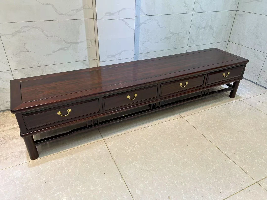 2.2米带抽红木柬埔寨黑酸枝电视柜地柜电视机柜红木家具